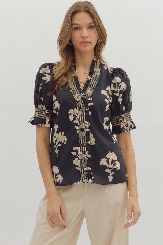 Elegant Floral Embroidered Blouse
