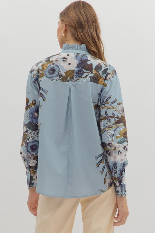 Chambray Button-Up Blouse