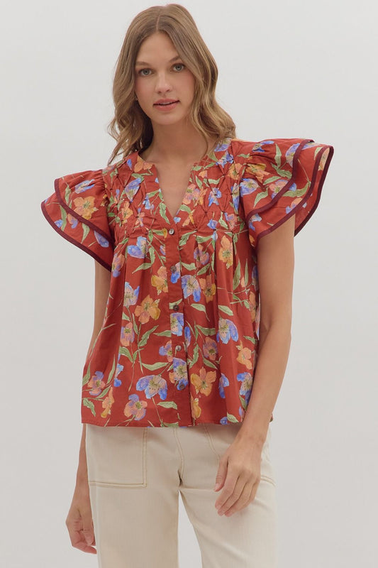 Vibrant Floral Print Blouse