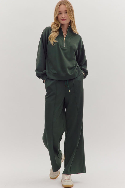 Solid Long Sleeve Pant Suit