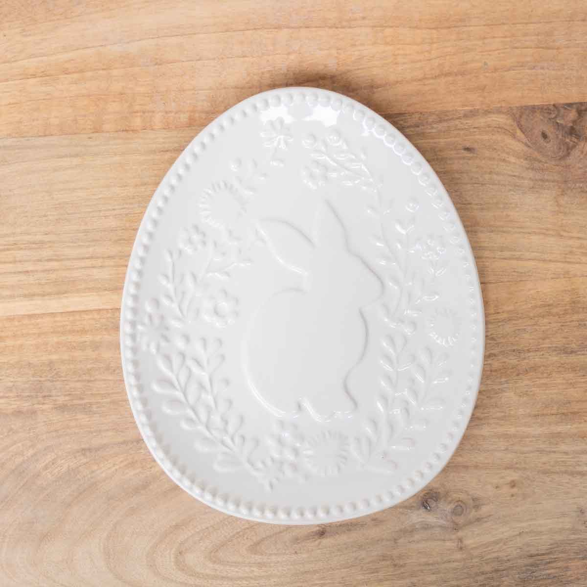 Embossed Floral Bunny Plate