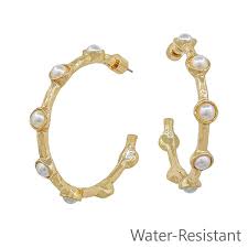 Gold Pearl Hoop Earrings