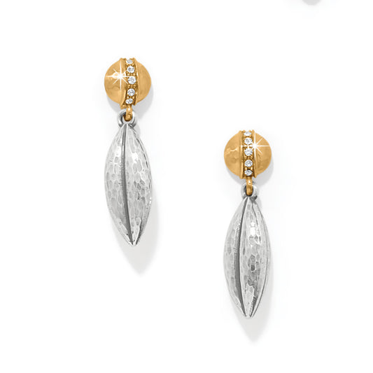 Meridian Orbit Bead Two Tone Post Drop Earrings