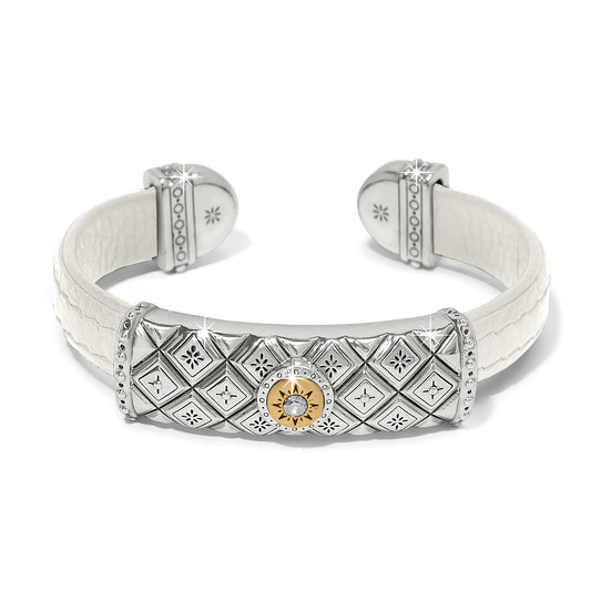 Mosaic Two Tone Leather Bar Cuff Bracelet