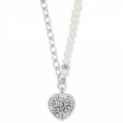 Contempo Heart Pearl Charm Necklace