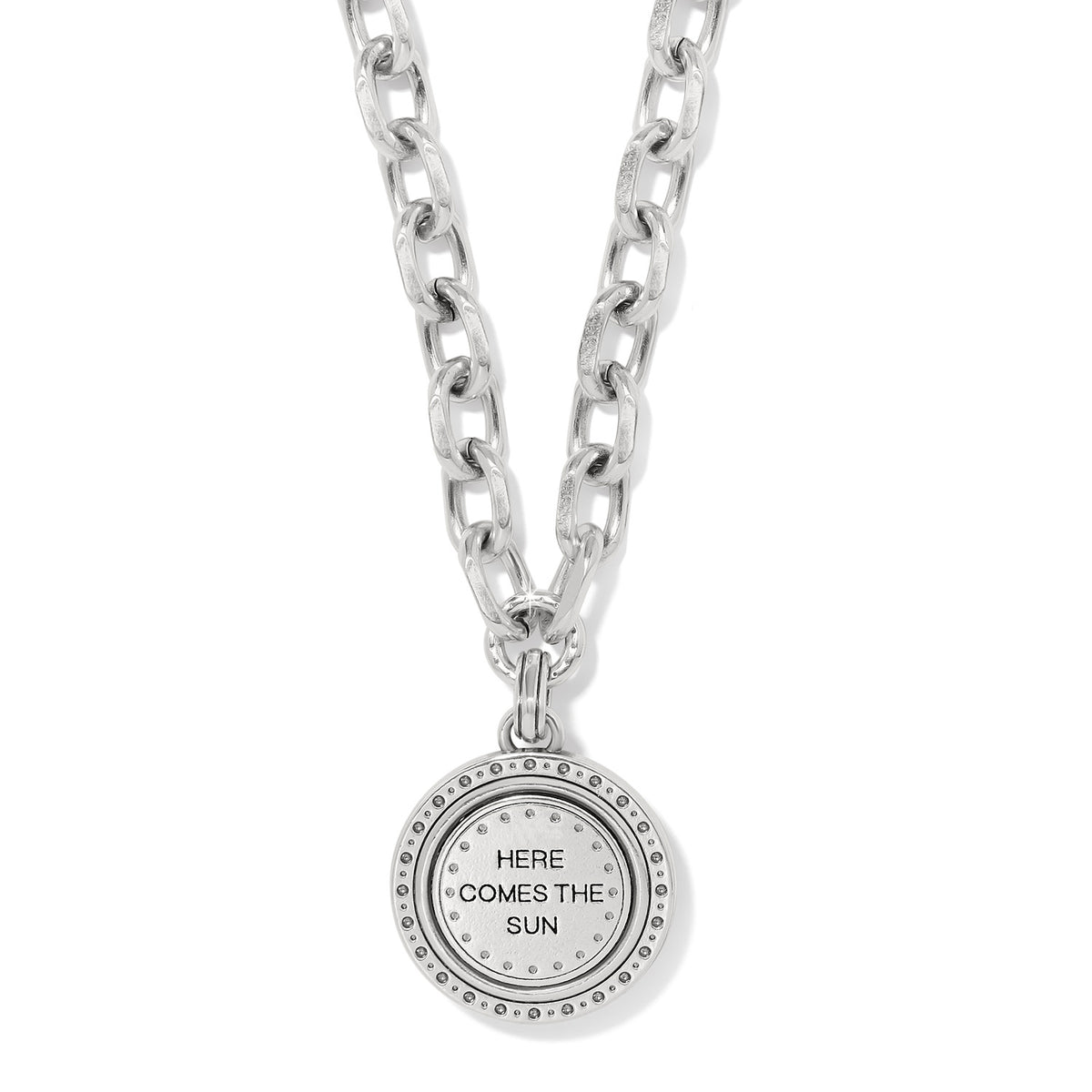 Mosaic Round Two Tone Pendant Necklace