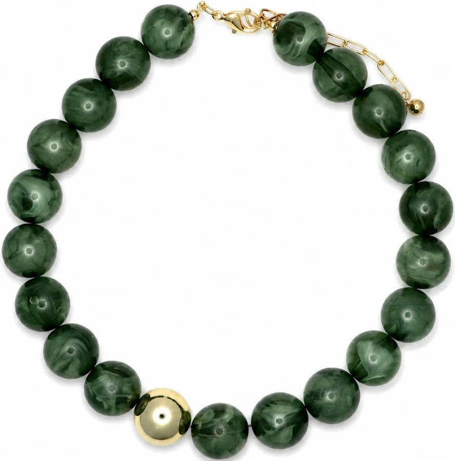 Resin Beaded w/ Gold Ball Necklace