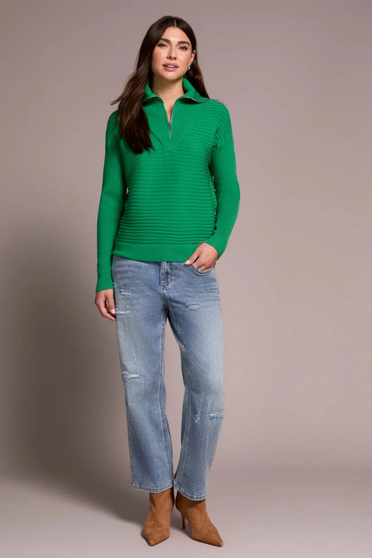 Zip Up V-Neck Sweater