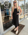 Strapless Jumpsuit w/ Slanted Hem