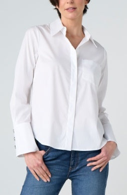 Long Sleeve Button Front Woven Shirt