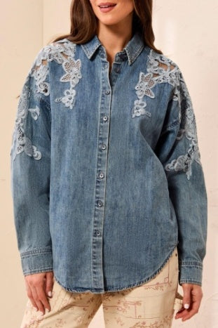 Fancy Denim Shirt w Lace