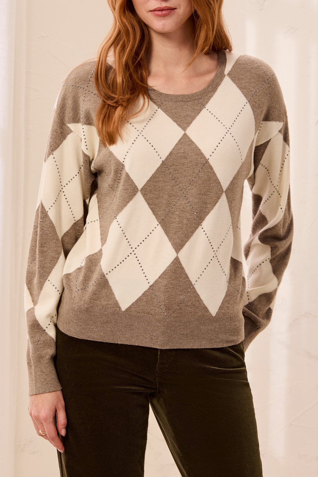 Crew Neck Sweater w/ Studs